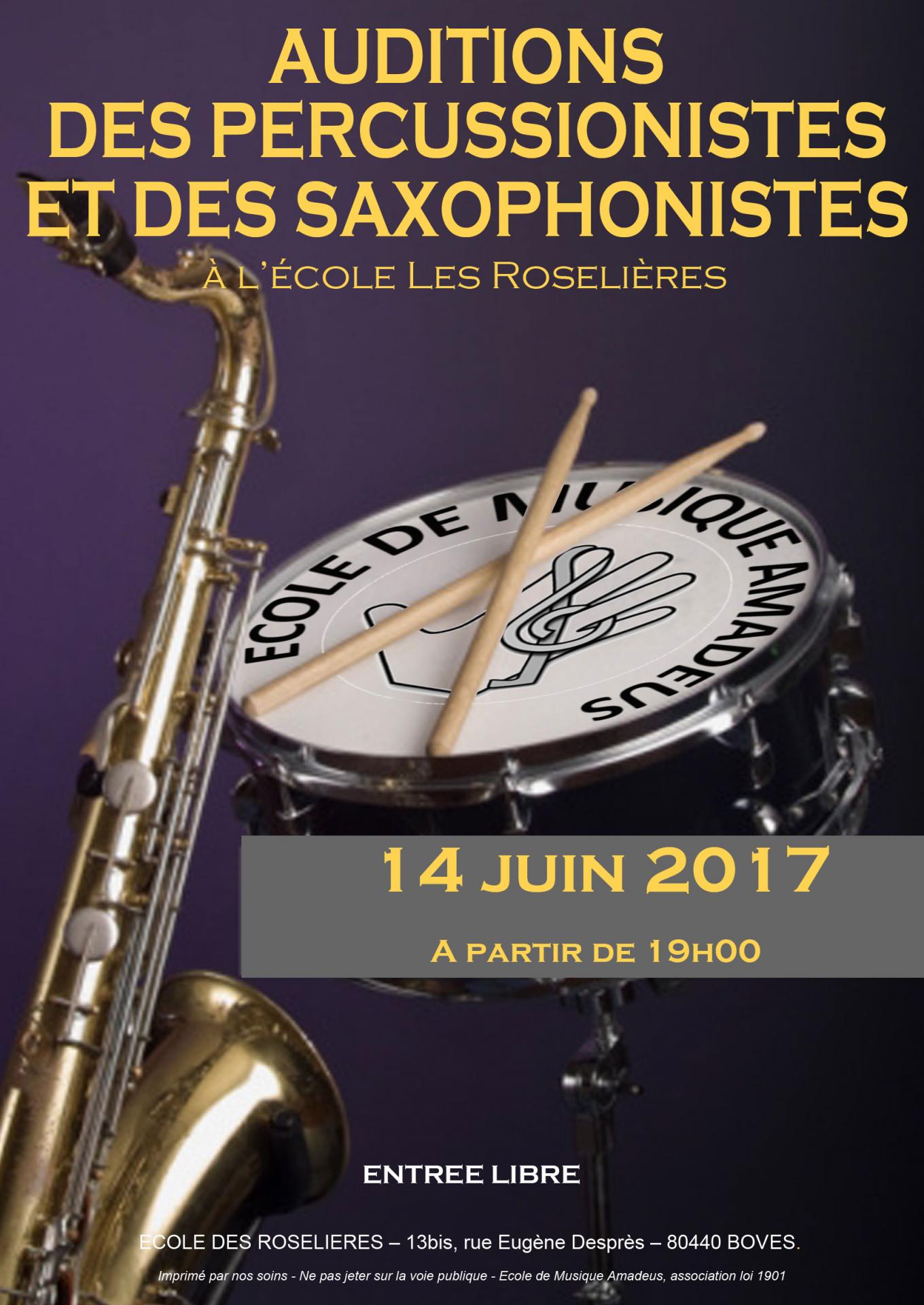 Affiche audition cuivres percus saxos